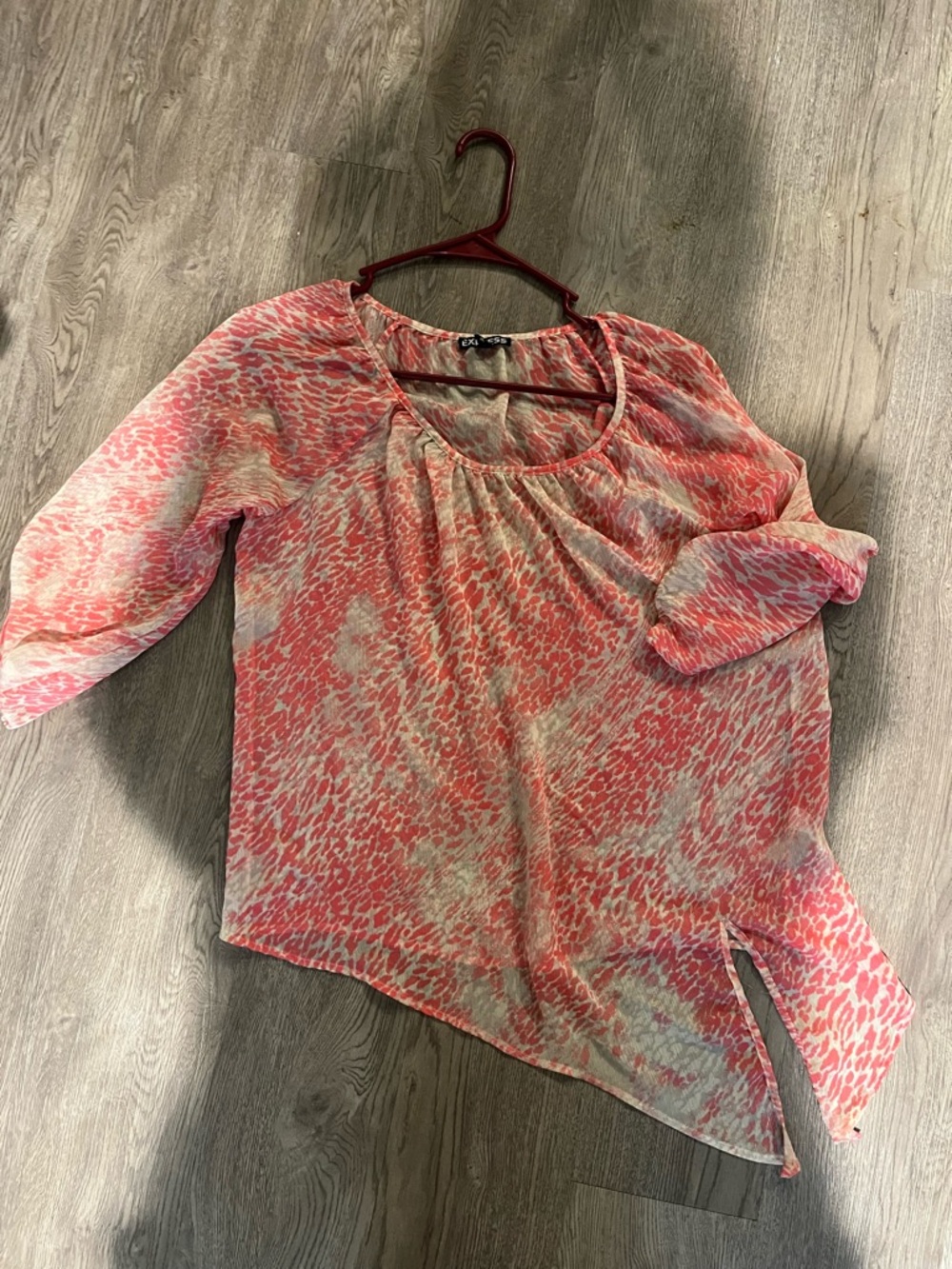 Express Pink Animal Print Scoop-Neck Blouse